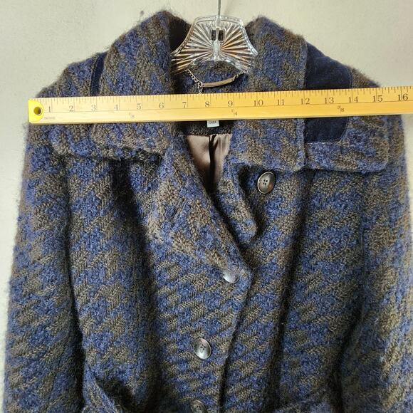 Laundry by Shelli Segal Wool Pea Coat Belted Women Size 8 Blue-Black - Picture 4 of 12